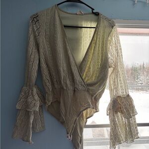 Peach Love California Cream Lace Bodysuit